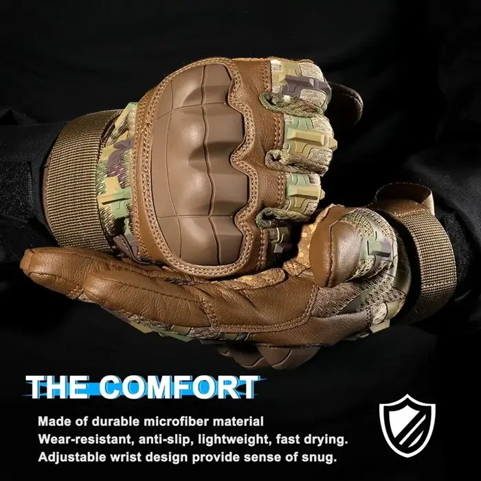 Gants tactiques pleine main PU cuir écran tactile - Protection chasse tir airsoft randonnée travail