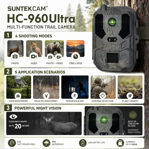 Caméra de chasse 4G LTE avec carte SIM intégrée