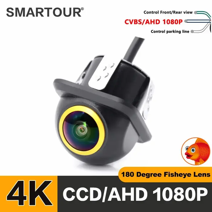 Caméra de recul pour voiture SMARTOUR 4K avec objectif fisheye 180 degrés, vision nocturne Full HD, 