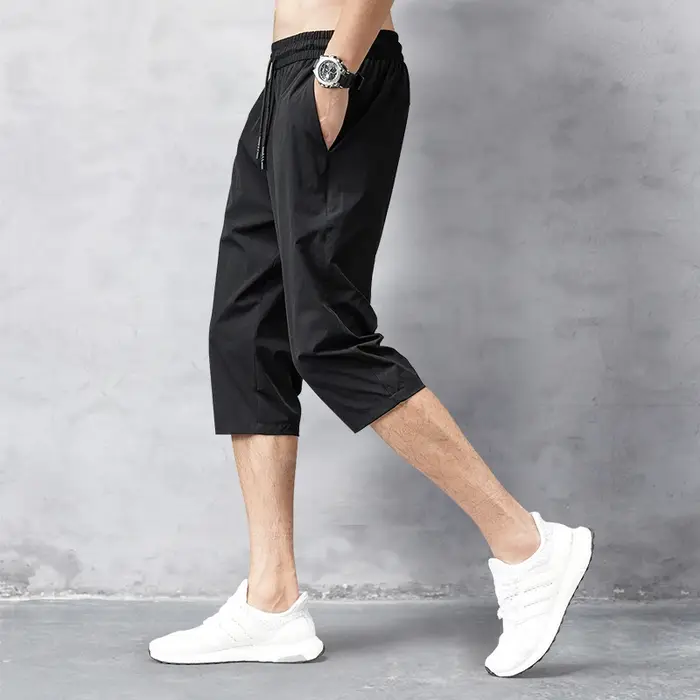Pantalon court d'été pour hommes, pantalon extensible respirant au toucher glacé, short polyvalent d