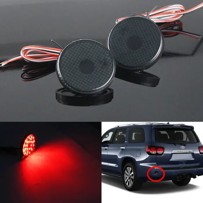 Réflecteur de pare-chocs arrière à LED, lentille rouge, feu arrière, Toyota Sequoia 2008-2014, Highl