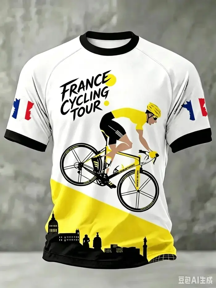 T-shirt à imprimé graphique pour cyclistes de route en France, pour enfants, hommes et femmes, multi