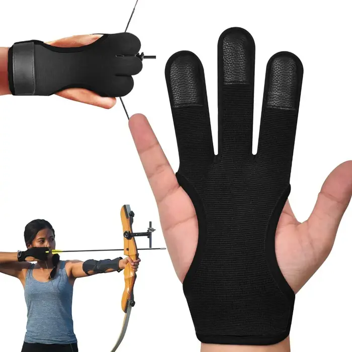 Gant d'archerie ajustable 3 doigts en nylon respirant - Protection main pour tir sportif