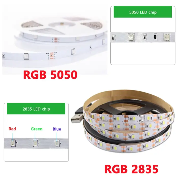 DC 5V USB LED bandes 2835 5050 blanc chaud blanc RGB Tira LED bande TV fond éclairage bande décor à 