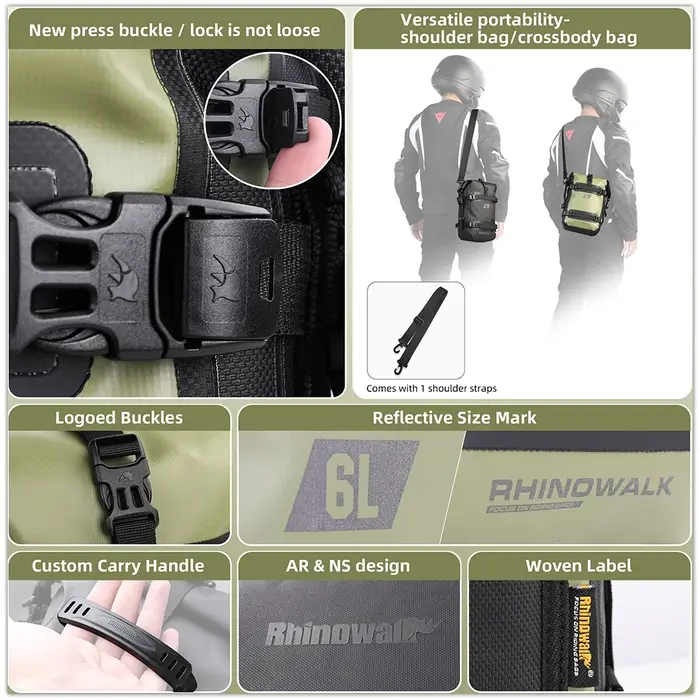 Rhinowalk – sac pare-chocs de moto 6L, sac de réservoir étanche, sac de siège Portable, sac de selle