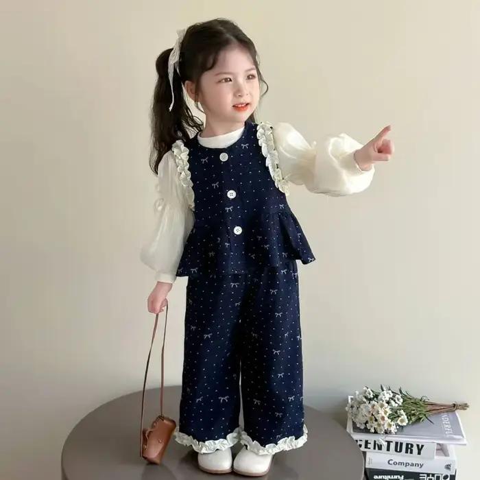 Bear Leader – vêtements d'automne pour enfants, Imitation Denim à volants, vêtements pour filles, gi