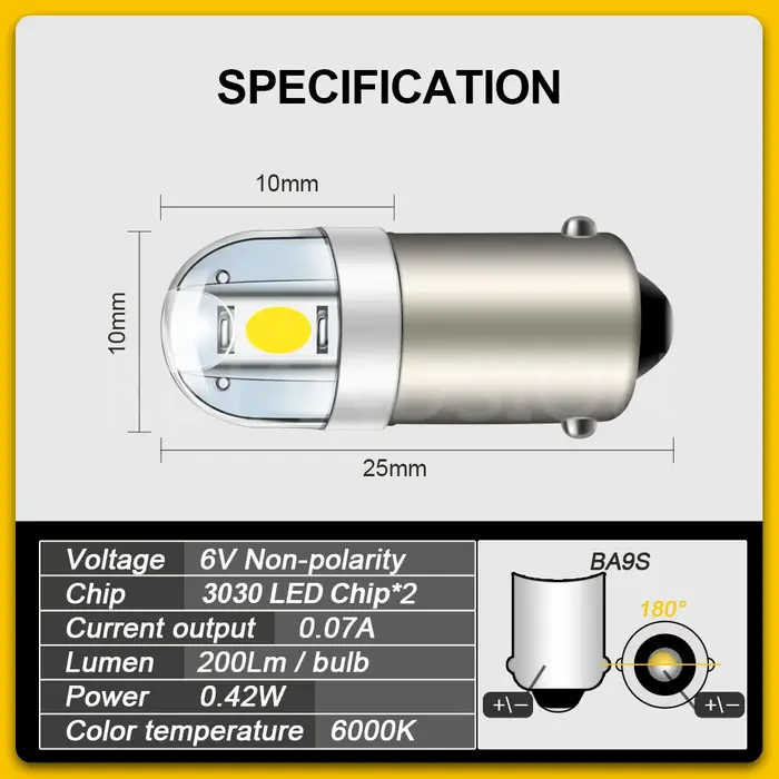 RUIANDSION4X BA9S T4W 3030SMD-Ampoule LED pour Coffre de Voiture, Lampe de Position Latérale existen