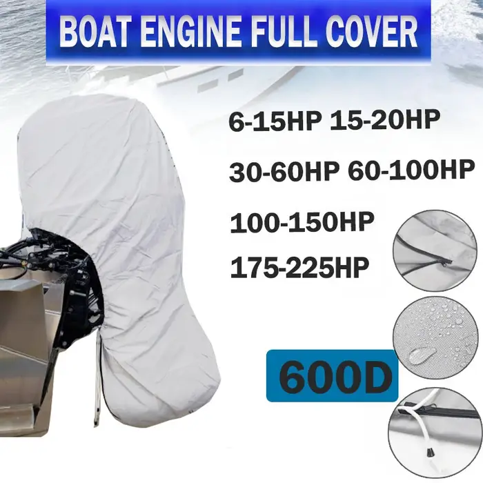 600D 6-225HP moteur hors-bord complet moteur bateau couverture gris étanche anti-rayures robuste mot