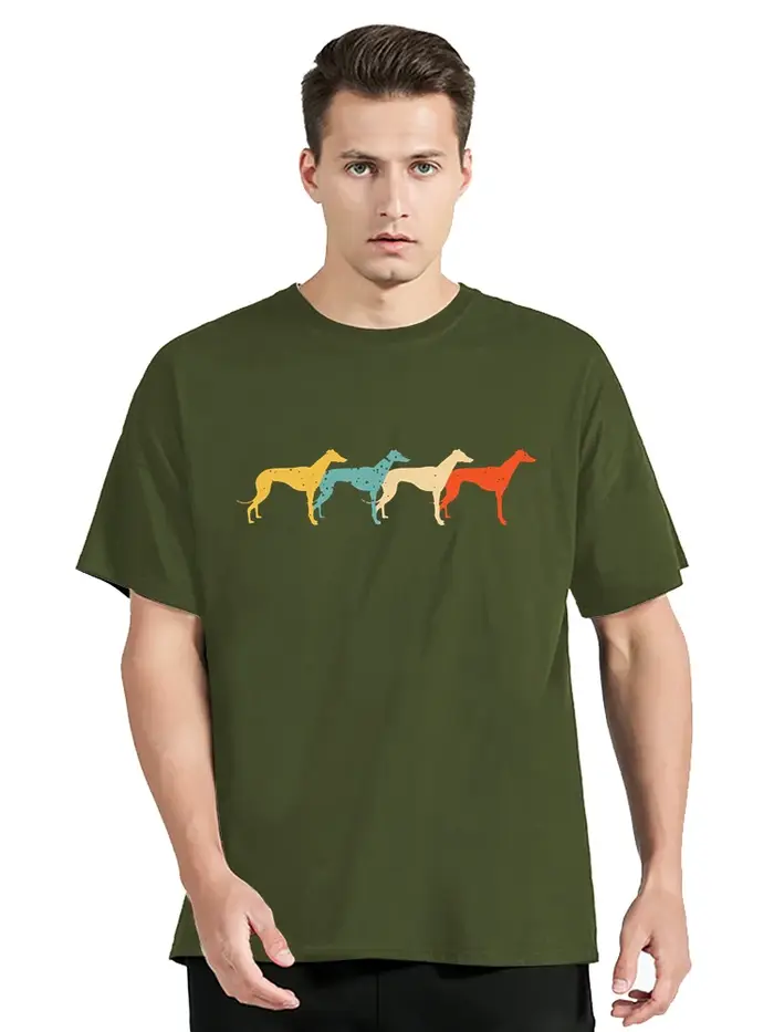 Greyhound Vintage rétro chien animal de compagnie Racer amant T-shirt Streetwear à manches courtes c