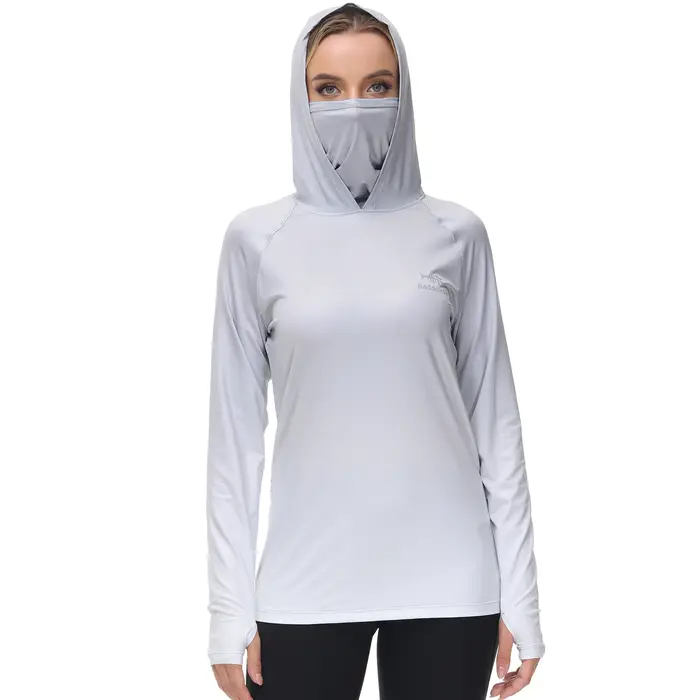 Bassdash – sweat à capuche de pêche pour femmes, chemise avec masque facial, trous de pouce, randonn