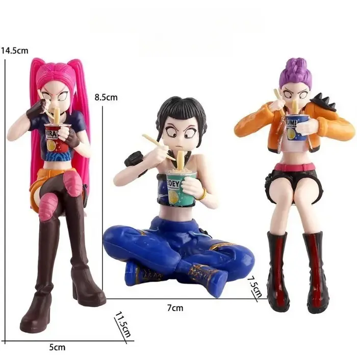 Figurines Ramen Trio du Groupe de Chasseuses Sorcières, Figurines d'Action Anime Kawaii, Modèles de 