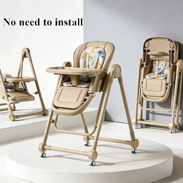 Chaise haute multifonction pour enfants, réglable, 2 en 1, roues lisses, pliable, chaise inclinable 