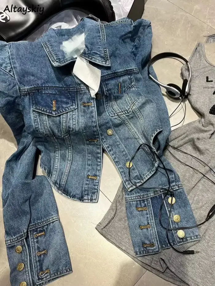 Vestes courtes en Denim pour femmes, Vintage américain, Design Chic, Hip Hop, Streetwear, vêtements 