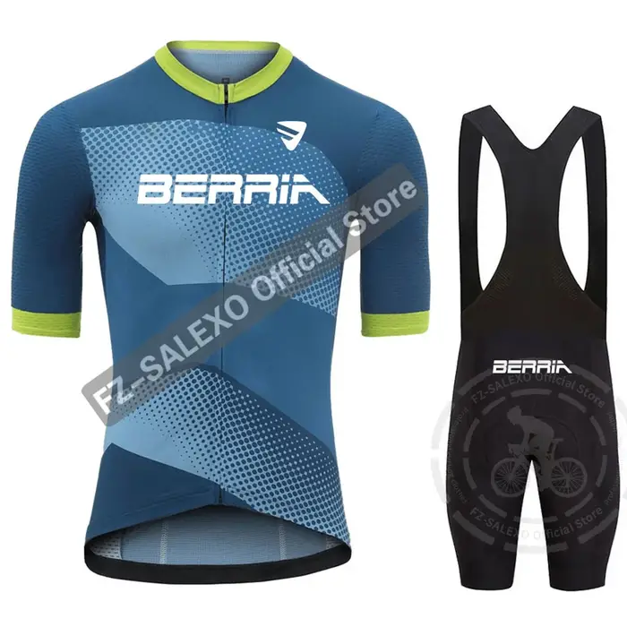 BERRIA-Ensembles de maillots de cyclisme pour hommes, vêtements de cyclisme d'été, bas de VTT, chemises de vélo de route trempées, cuissards à bretelles, 2024