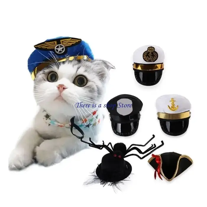 D0ad Cosplay Captain Halloween Costume chien espiègle mignon Festival Animal chapeau
