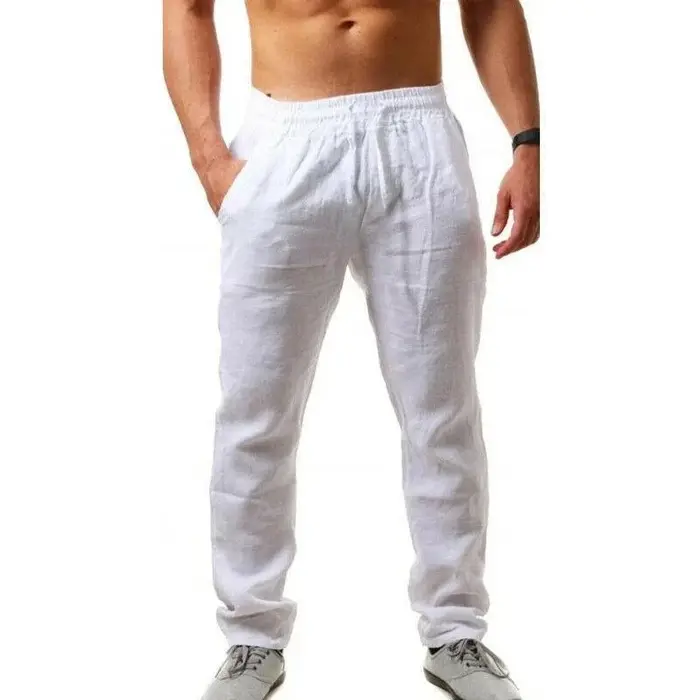 Pantalon homme uni décontracté en coton ample pour printemps été occasions quotidiennes