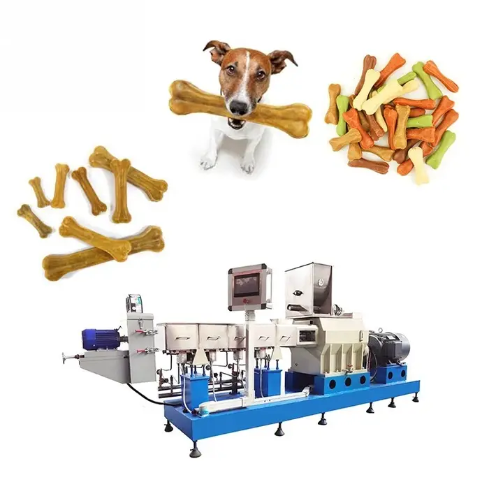 Ligne de production automatique de friandises pour animaux de compagnie à haut rendement, machine de fabrication d'aliments à mâcher pour chiens
