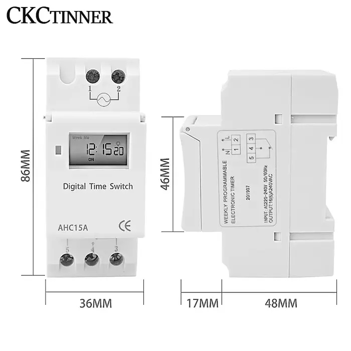 Minuterie numérique LCD AHC15A, relais de temps Programmable, contrôleur de commutateur 12V 24V 48V 