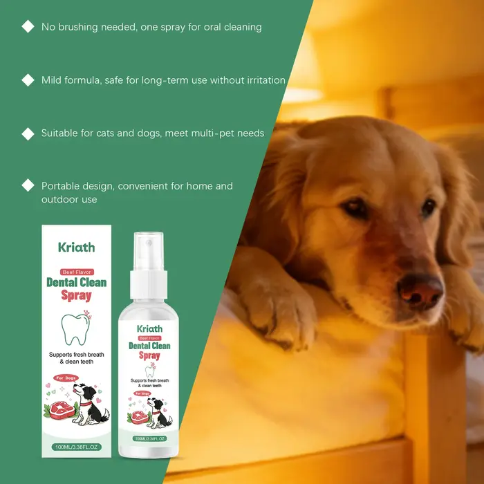 Spray buccal pour chien, soin dentaire pour animaux de compagnie, rafraîchit l'haleine, réduit la pl