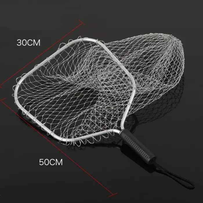 Filet de pêche en tissu maillé, matériau en alliage, panier de pêche carré de 30 cm, anti-accrochage