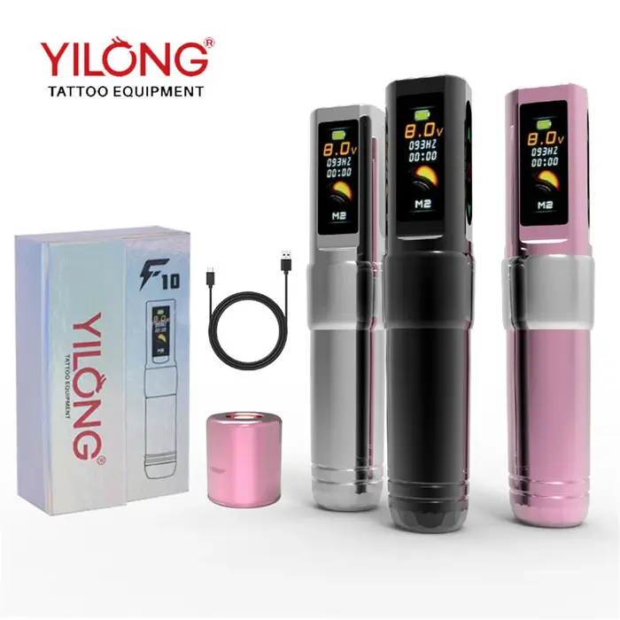 Machines à tatouer professionnelles F10 avec batterie, pistolets à tatouer, moteur sans balais, styl