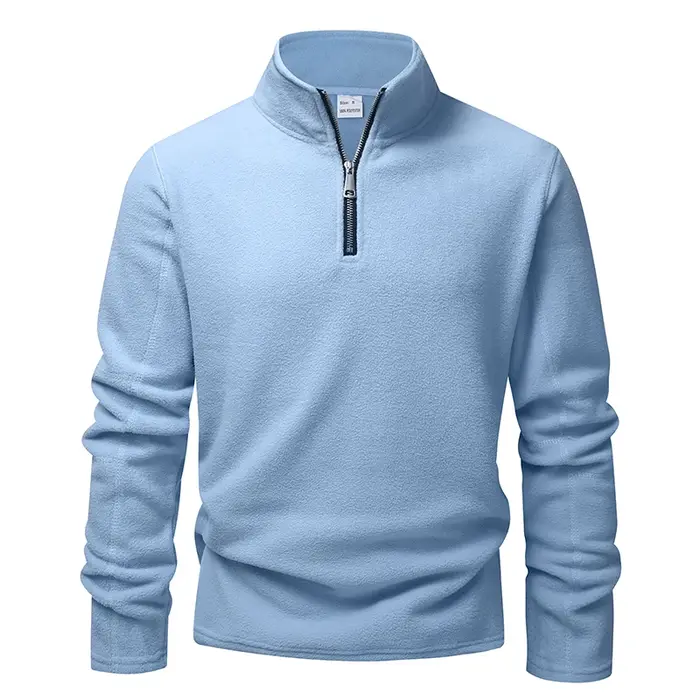 Sweatshirt à col support en polyester épais et chaud pour homme, vêtement d'hiver basique, élégant et confortable pour l'automne et l'hiver