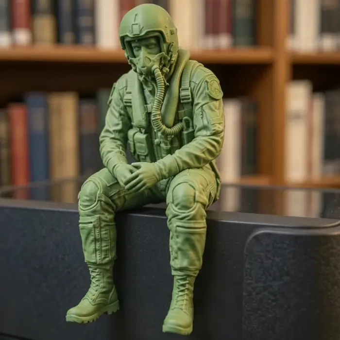 Figurine de pilote assis simulée