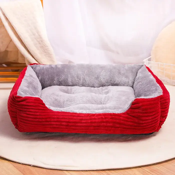 Lit en peluche pour chien, chenil rectangulaire, canapé-lit pour chat, chiot, maison pour animaux de