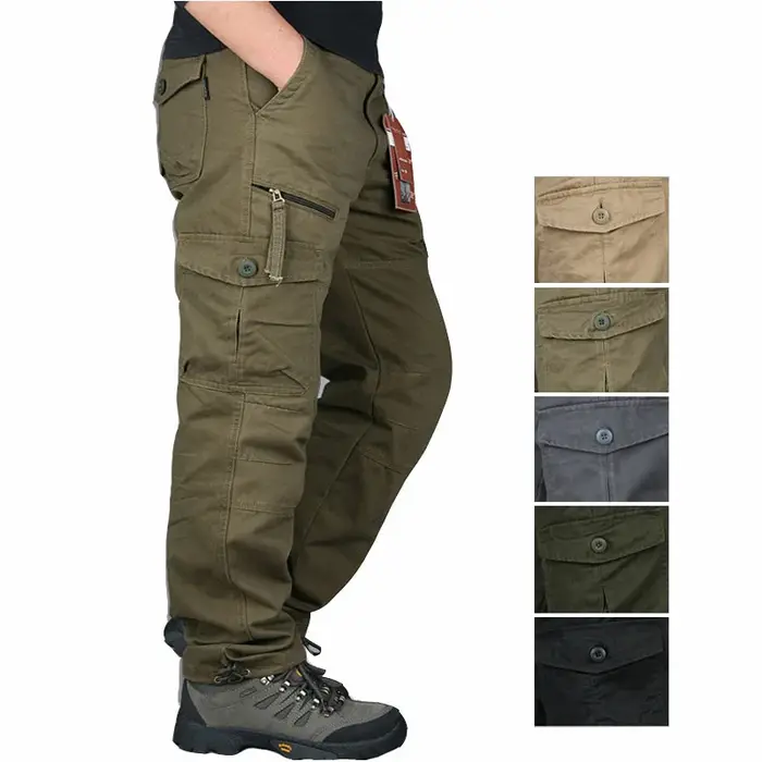 Pantalon cargo homme printemps coton renforcé militaire utilitaire travail extérieur tactique mode décontractée