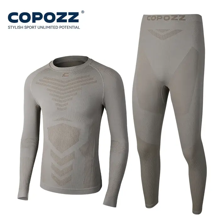 COPOZZ Ski ensemble de sous-vêtements à séchage rapide Sports d'hiver évacuant l'humidité doux solid