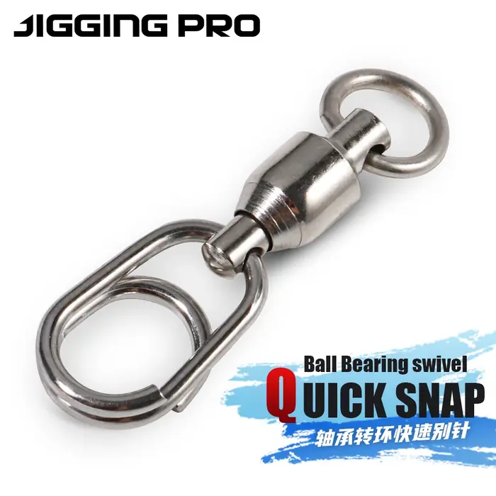 JIGGING PRO - Émerillon à Roulement à Billes en Acier Inoxydable avec Mousqueton Rapide - Accessoire