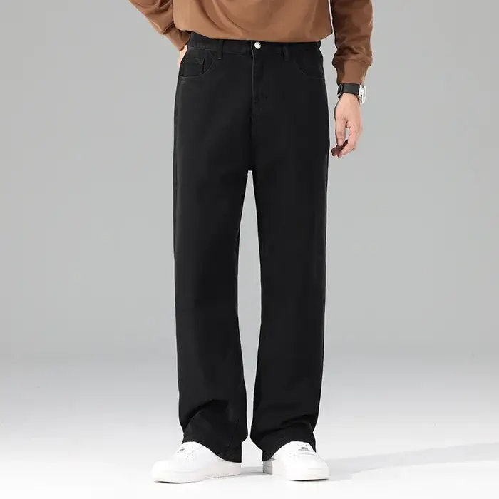 Homme flambant neuf automne jean hommes noir décontracté Baggy pantalon classique droit confortable 