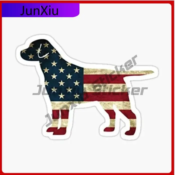 Autocollant drapeau américain chien, étiquette Labrador Retriever, pour pare-choc de voiture, fenêtr