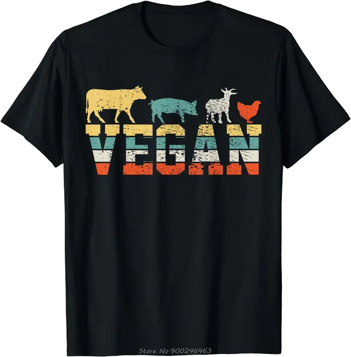 T-shirt à manches courtes en coton vintage végétalien pour hommes, t-shirts graphiques classiques, v