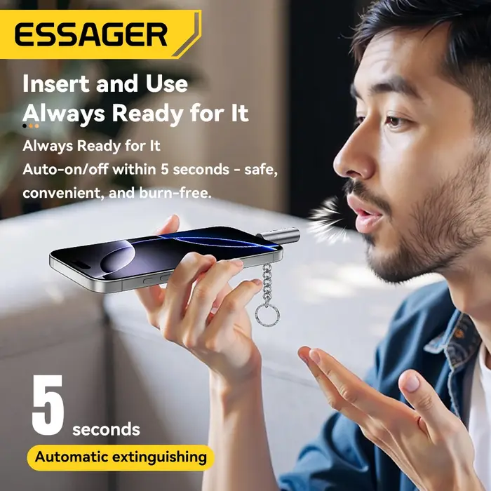 Essager TypeC Mini allume-cigare fil de tungstène soufflant sécurité et économie d'énergie sans charge peut être porté sur l'avion