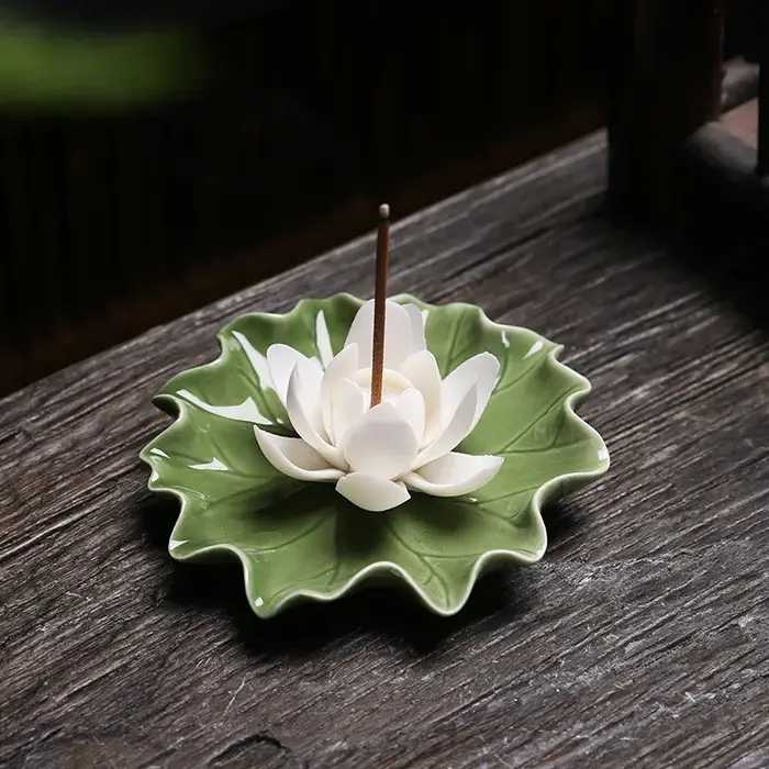 Plateau d'encens en céramique imitation fil floral fait à la main, diffuseur d'arôme, base typolePG,