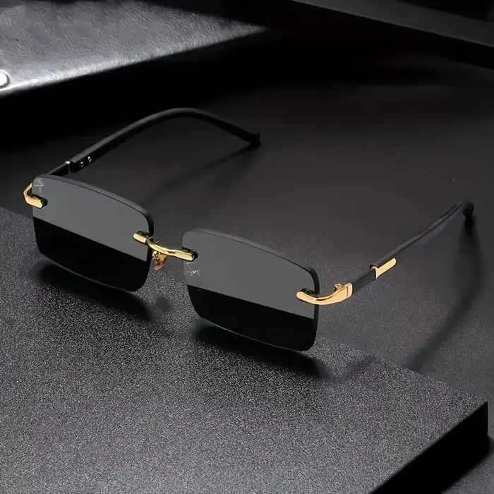 Lunettes de soleil rectangulaires sans monture pour hommes et femmes, nuances populaires, petites lu