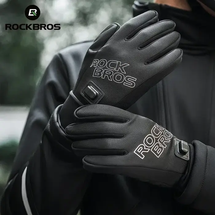 ROCKBROS gants chauffants USB écran tactile rechargeable bout des doigts grande zone de chauffage