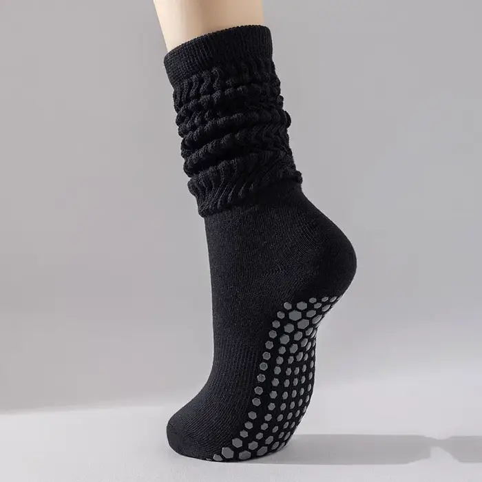Chaussettes yoga genou silicone antidérapant pointillé coton fines pilates femme chasse discrète