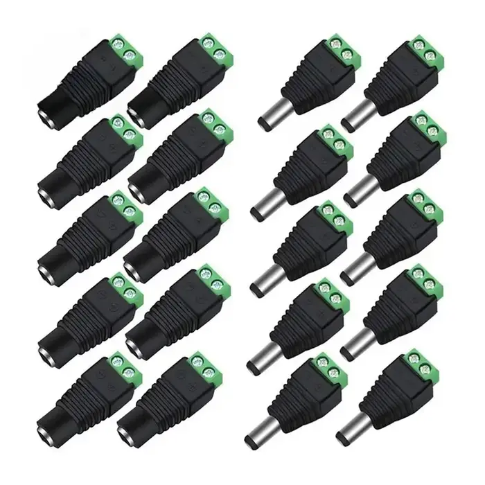 10/20/30 paires de connecteurs d'alimentation 12V DC, 5.5mm x 2.1mm, (10 x mâle + 10 x femelle), ada