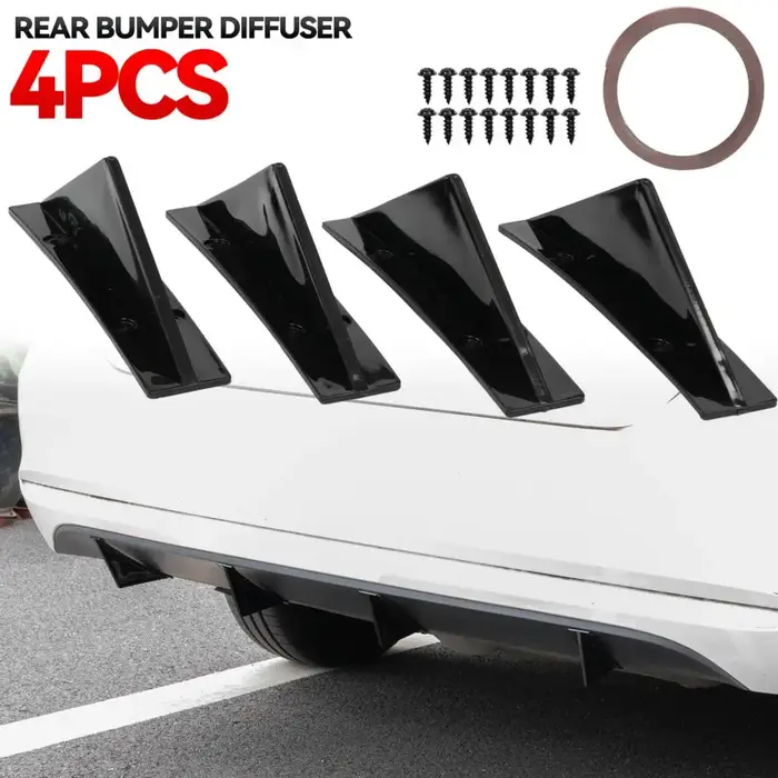 Pare-choc arrière incurvé de voiture, 4 pièces, diffuseur de lèvre Addon, aileron de requin, séparat