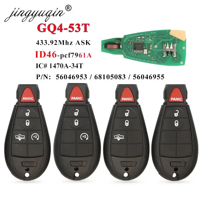 Jingyuqin GQ4-53T Fobik clé de voiture à distance 433MHz puce ID46-PCF7961A pour Dodge RAM 1500 2500