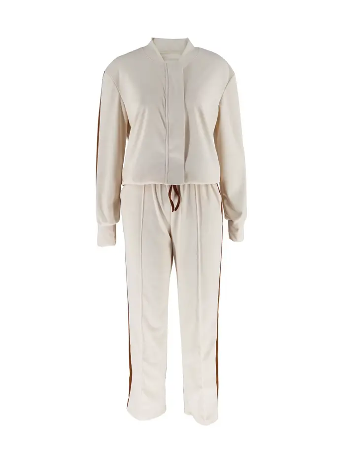 Ensemble de vêtements de sport décontractés 2 pièces - Veste zippée pour femme et pantalon à cordon 