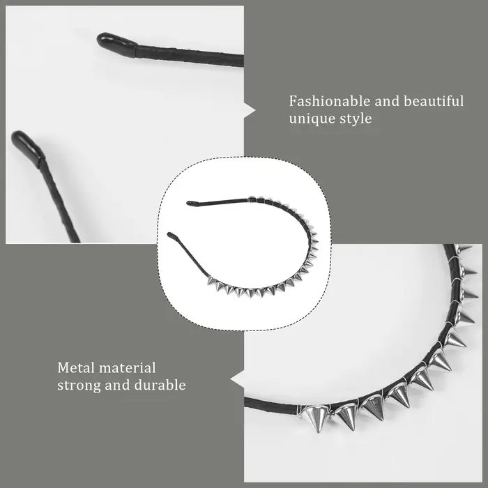 Argent métal Stud Rivet Spike bandeau cheveux bandeau Aliceband Punk fille