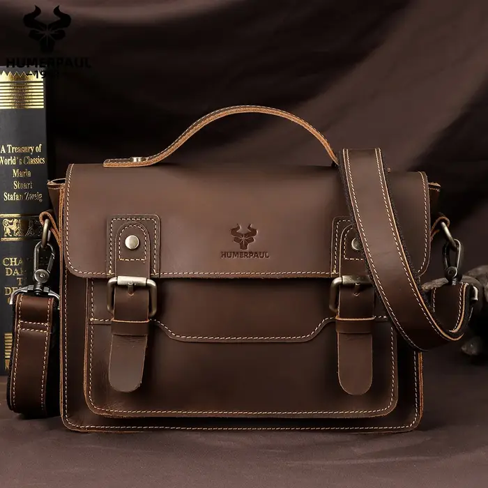 Crazy Horse – sac messager en cuir pour hommes, mallette pour ordinateur portable d'affaires, fourre