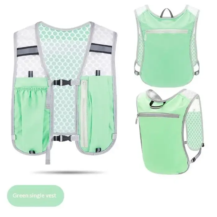 Gilet de course léger avec poche pour bouteille d'eau, réfléchissant, sac de poitrine d'hydratation avec support pour téléphone