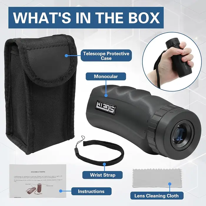Monoculaire compact 8x25 HD étanche - Télescope de poche pour observation ornithologique et chasse
