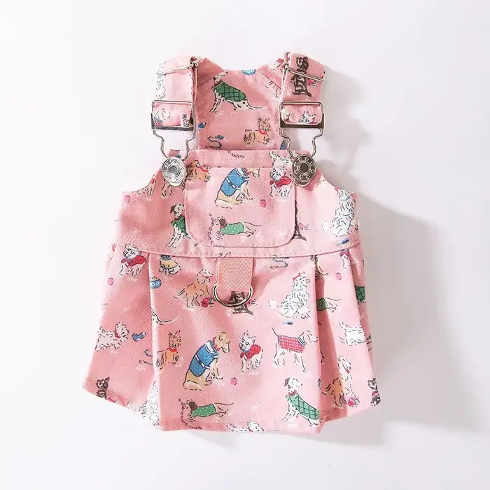 Doodle imprimé chiot printemps vêtements fille Chihuahua extérieur gilet robe pour chats salopette r