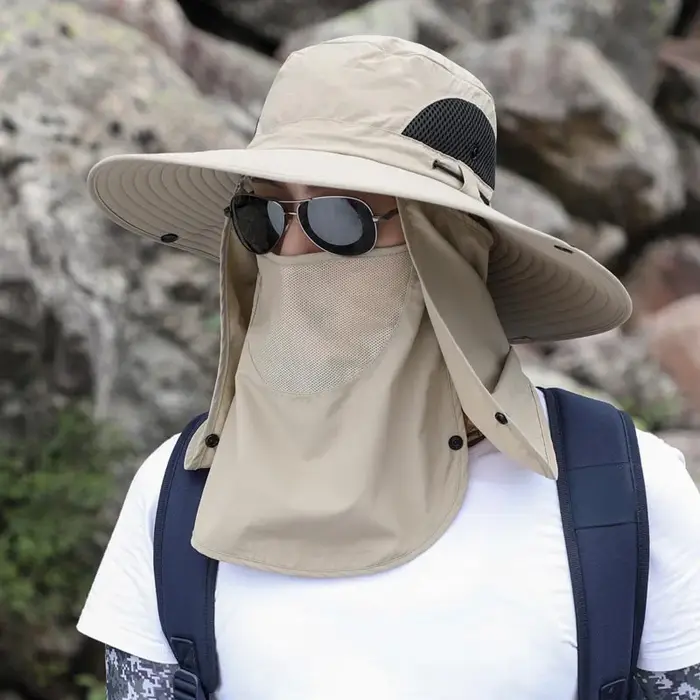 Chapeau de pêche en plein air réglable, Protection solaire, pare-soleil respirant pliable pour homme