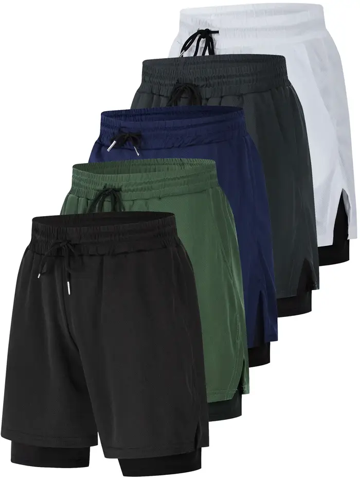 Short de course performant 2 en 1 pour hommes – Support de compression évacuant l'humidité avec poch